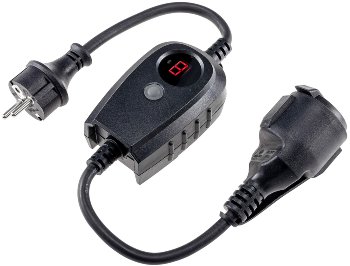 Zwischenstecker mit Dämmerungsschalter - und Zeitvorwahl (1- 9 Std.) über Display