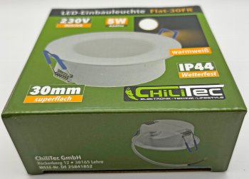 LED-Einbauleuchte "Flat-30 FR-R" 3000K - Ø85x30mm, 5W, 460lm, IP44, rund, weiß