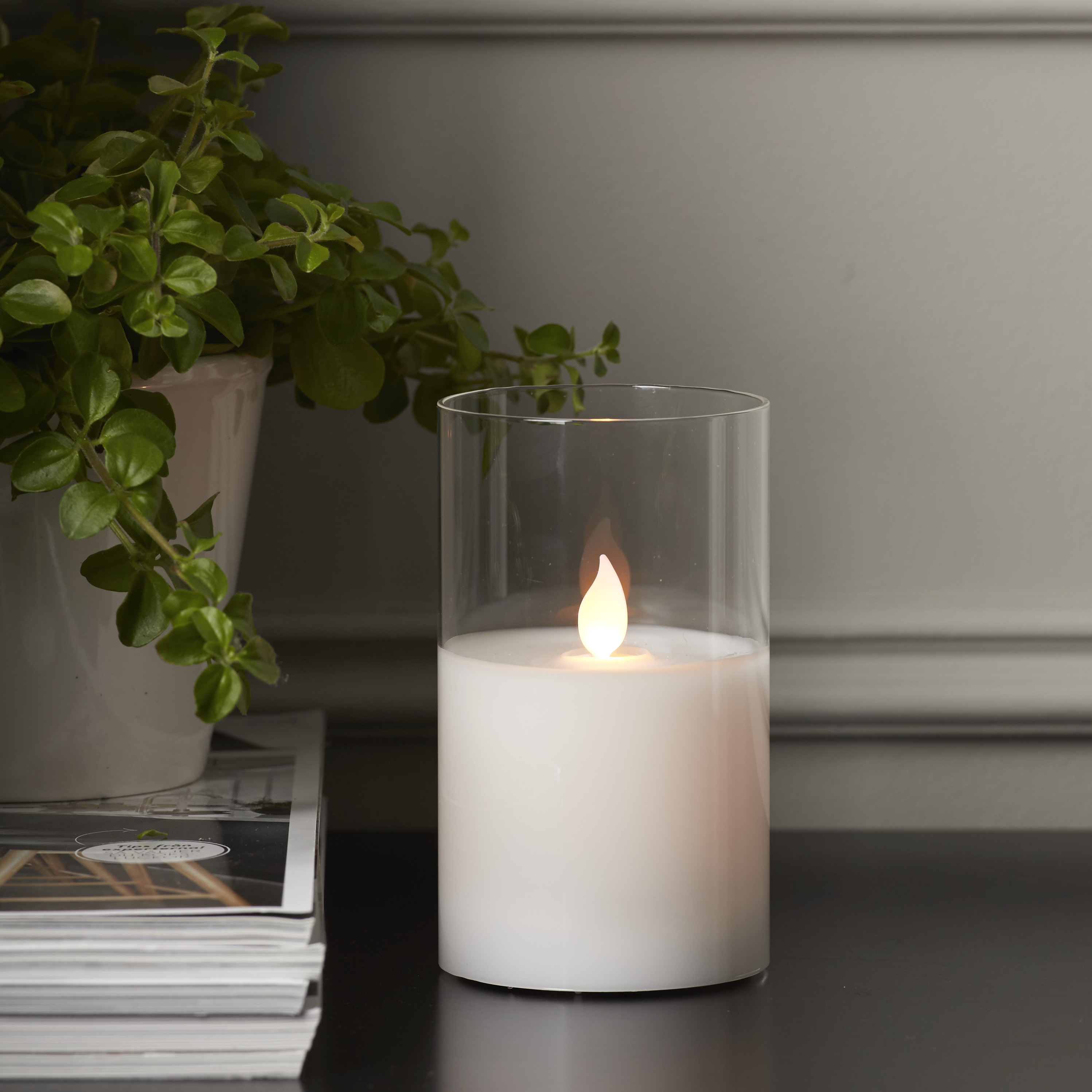 LED-Windlicht ''M-Twinkle'', weiß, Kunststoffglas, 12.5x7.5cm, batteriebetrieben