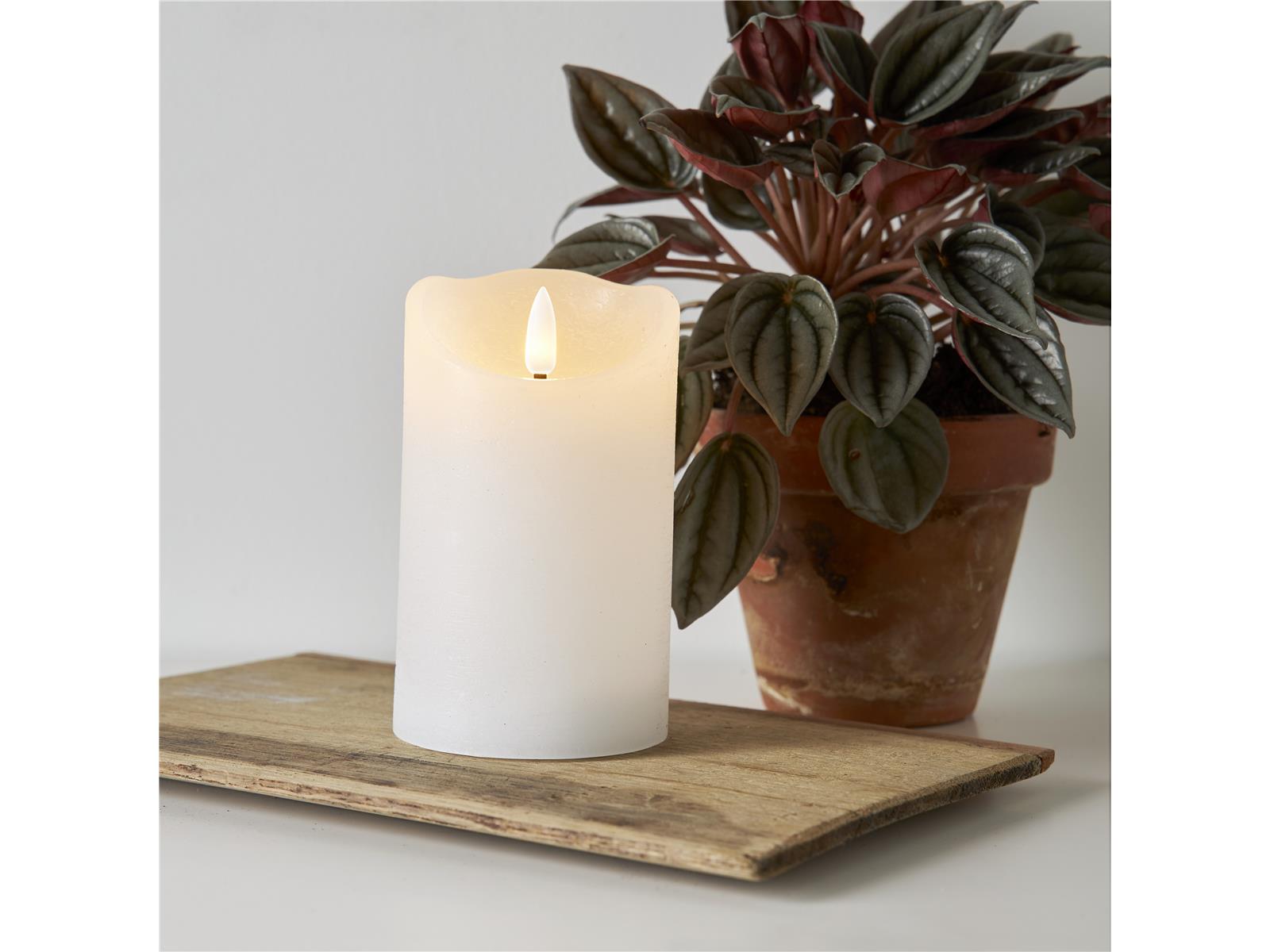 LED Echtwachs-Kerze ''Flamme Rustic'', weiß, 12.5x7.5cm, Timer