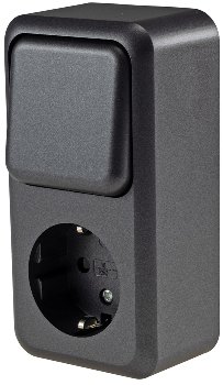 FASKO Kombi Steckdose Schalter,Anthrazit - 250V~, Aufputz, Schraubanschluss