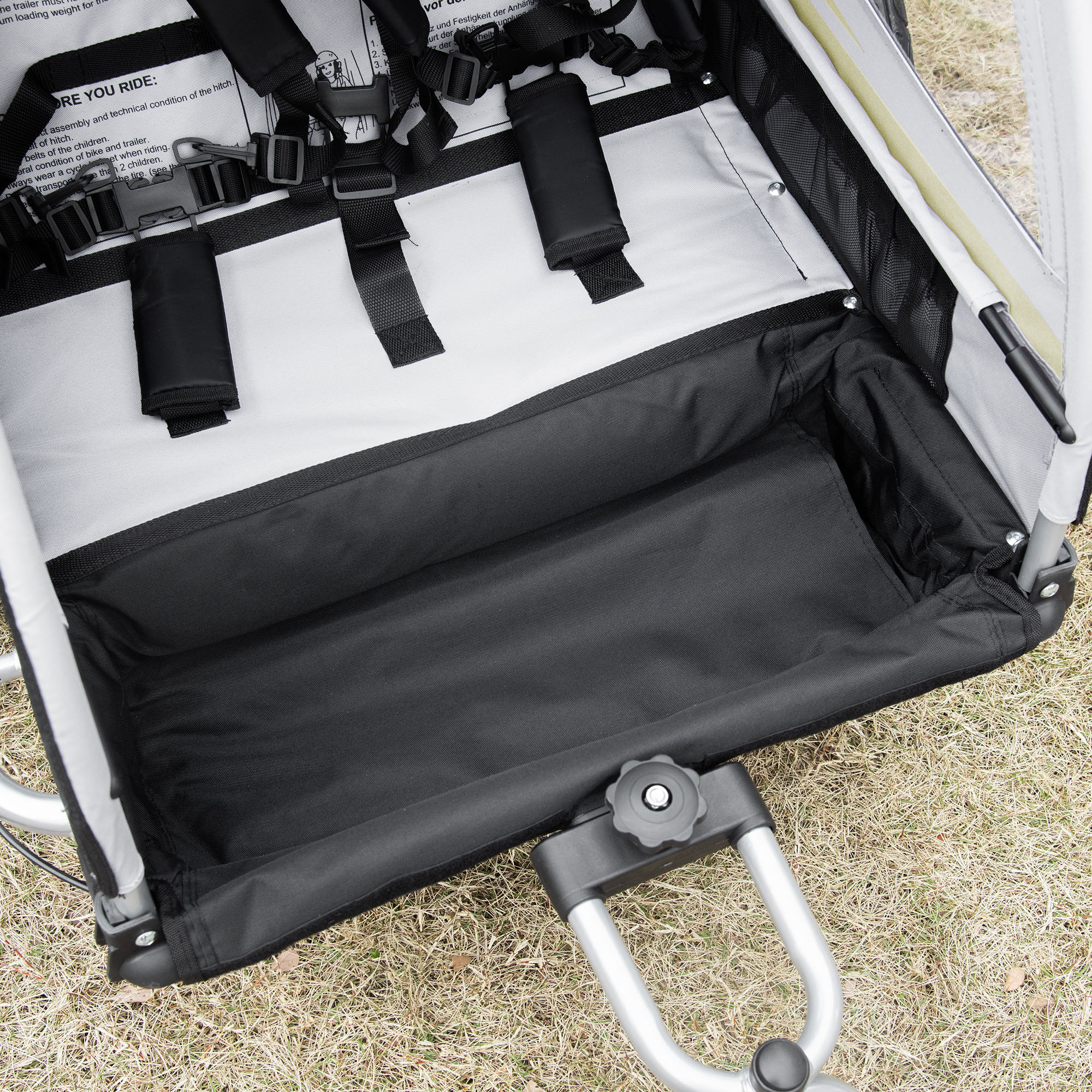 2-in-1 Fahrradanhänger für 2 Kinder, Schiebefunktion, Regenschutz, Bremse, Grün