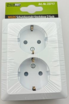 MILOS Schutzkontakt-Steckdose 2-fach - 250V~/ 16A, 1x UP, weiß matt