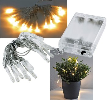 LED Batterie-Lichterkette "CT-BK20" 2m - warmweiß, transp. Kabel, 20 LEDs