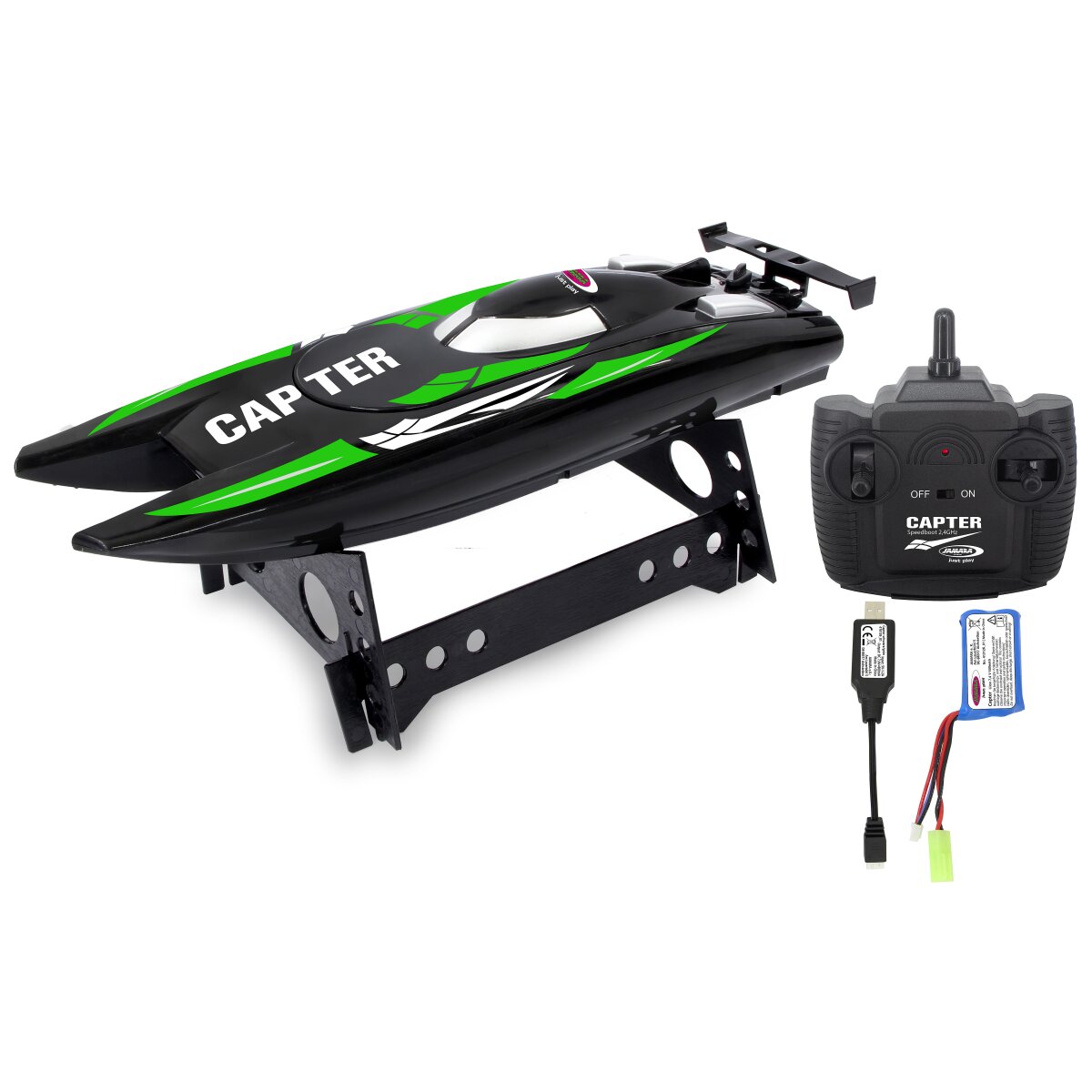Capter Speedboot schwarz/grün Li-Ion 7,4V 2,4GHz