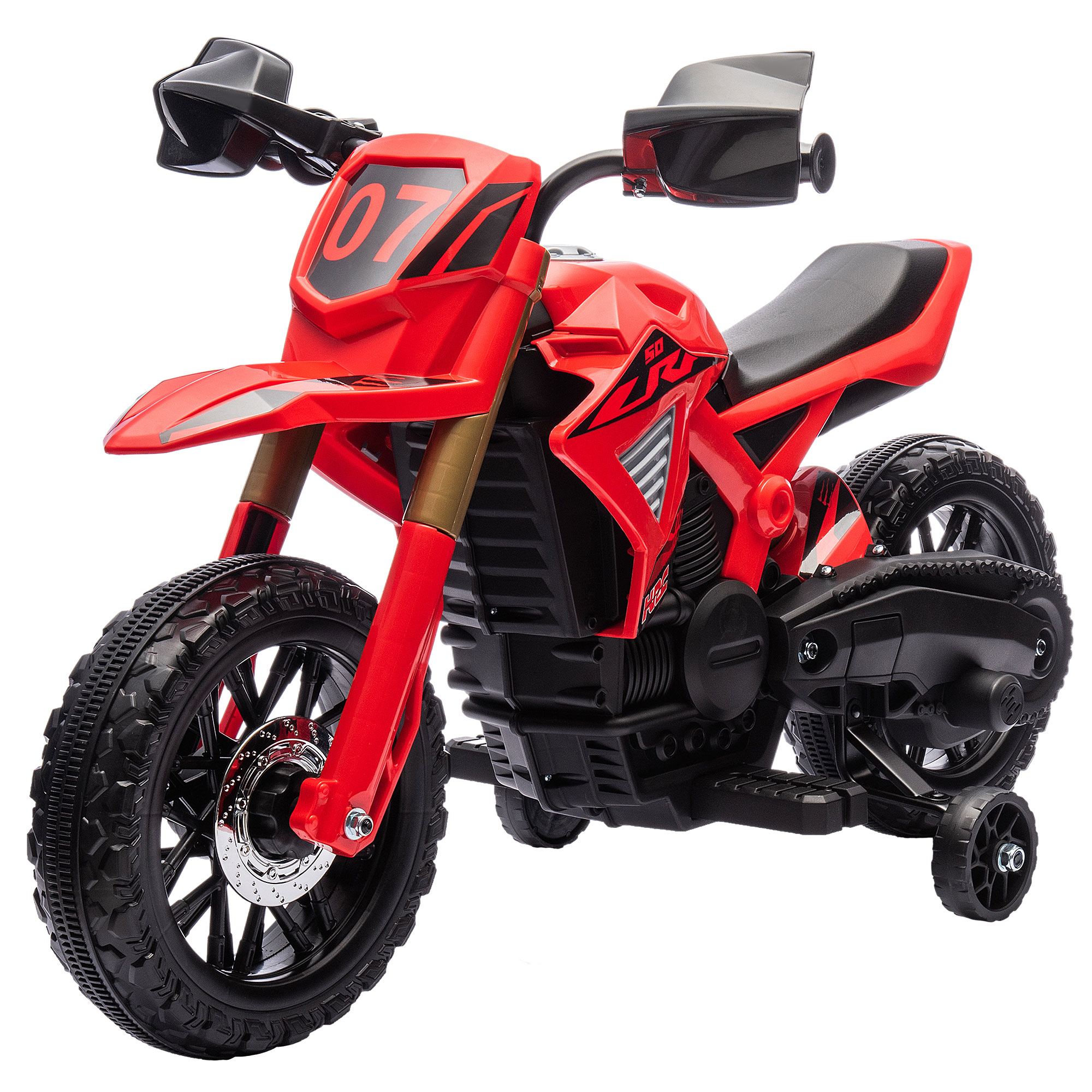 Elektro-Motorrad für Kinder, 6V Batterie-Antrieb, Stützräder, Hupe, Startgeräusch, 3-8 Jahre, Rot Elektro-Motorrad für Kinder, 6V Batterie-Antrieb, Stützräder, Hupe, Startgeräusch, 3-8 Jahre, Rot