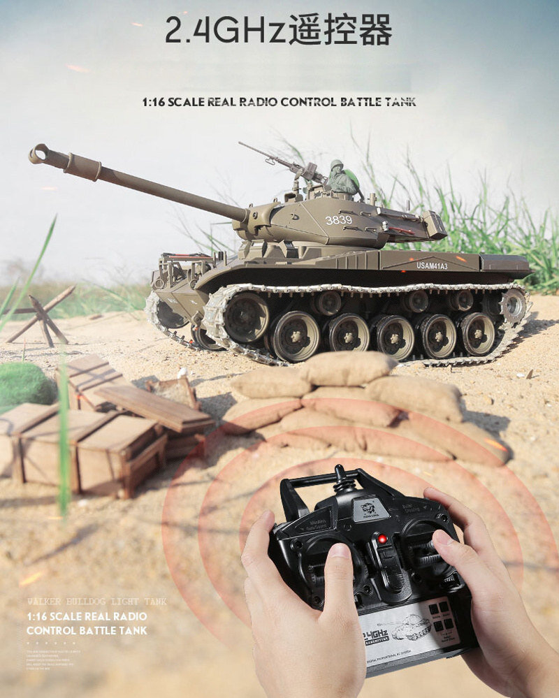 RC Panzer "M41 A3 Walker Bulldog" - Metallgetriebe & Metallketten