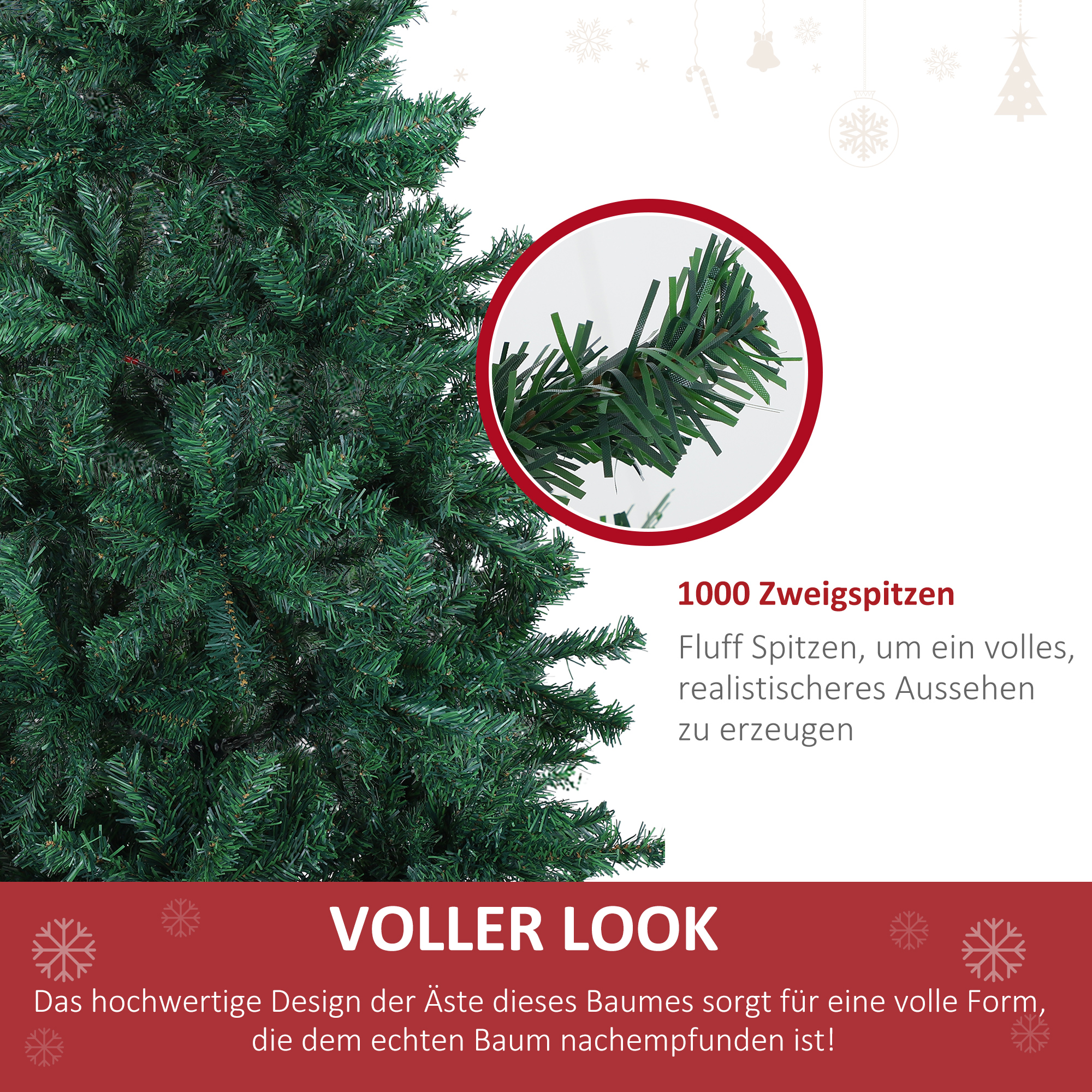 Weihnachtsbaum Christbaum Kunsttanne, 1,2 m, inkl, Ständer, Ø85 cm x 120 cm, Grün