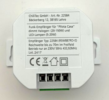 Funk-Empfänger DIM für "Pilota Casa" - dimmt Halogen- (150W) + LED-Lampen (60W)