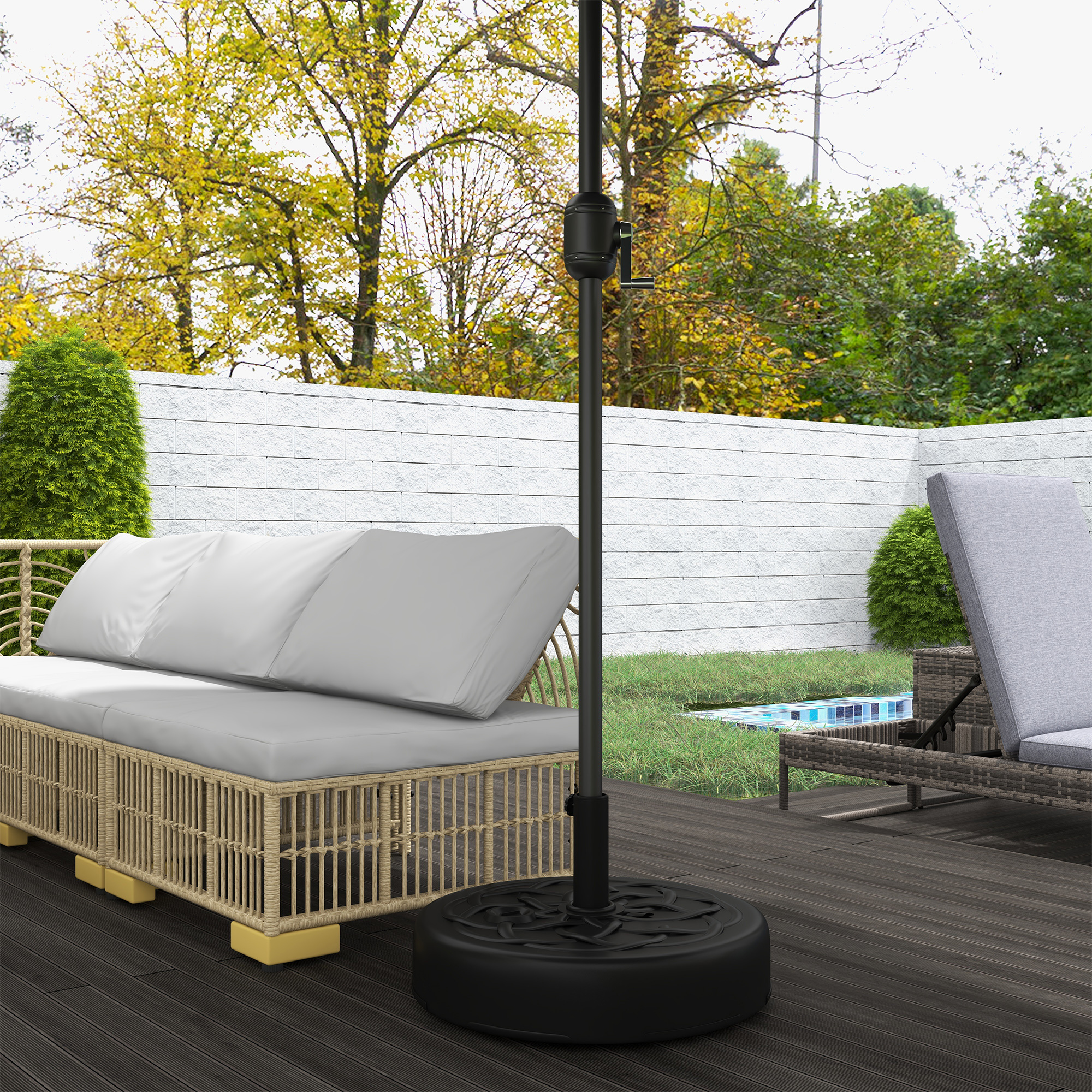 Schirmbasis, Sonnenschirmständer aus Kunststoff und Metall, mit Wasser und Sand befüllbar, Ø56 x 30,5H cm, Schwarz