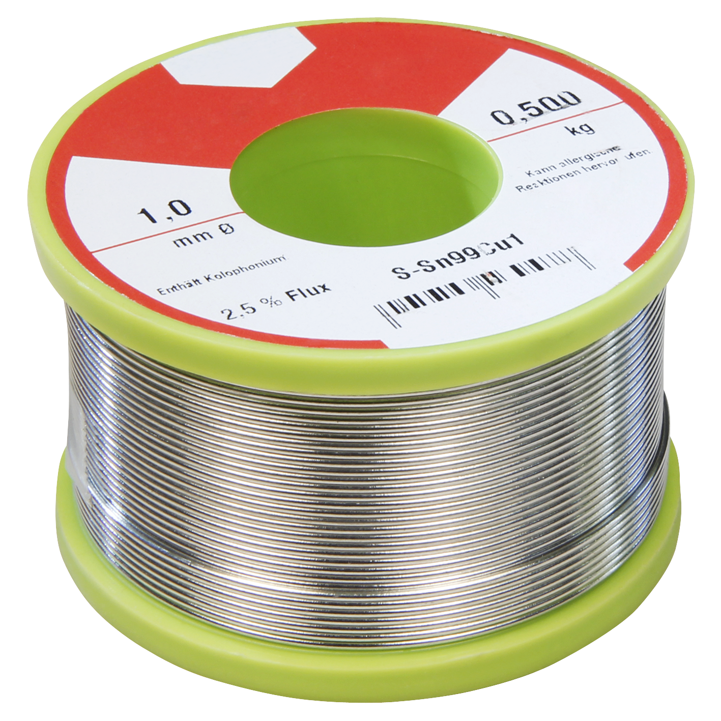 Lötzinn auf Rolle, 1mm, 500g, bleifrei (99% Sn 1% Cu 2,5% Sb)