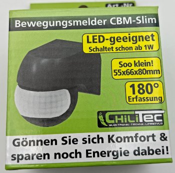 Aufputz Bewegungsmelder "CBM-Slim" 180° - LED geeignet, IP44, 1-800W, schwarz
