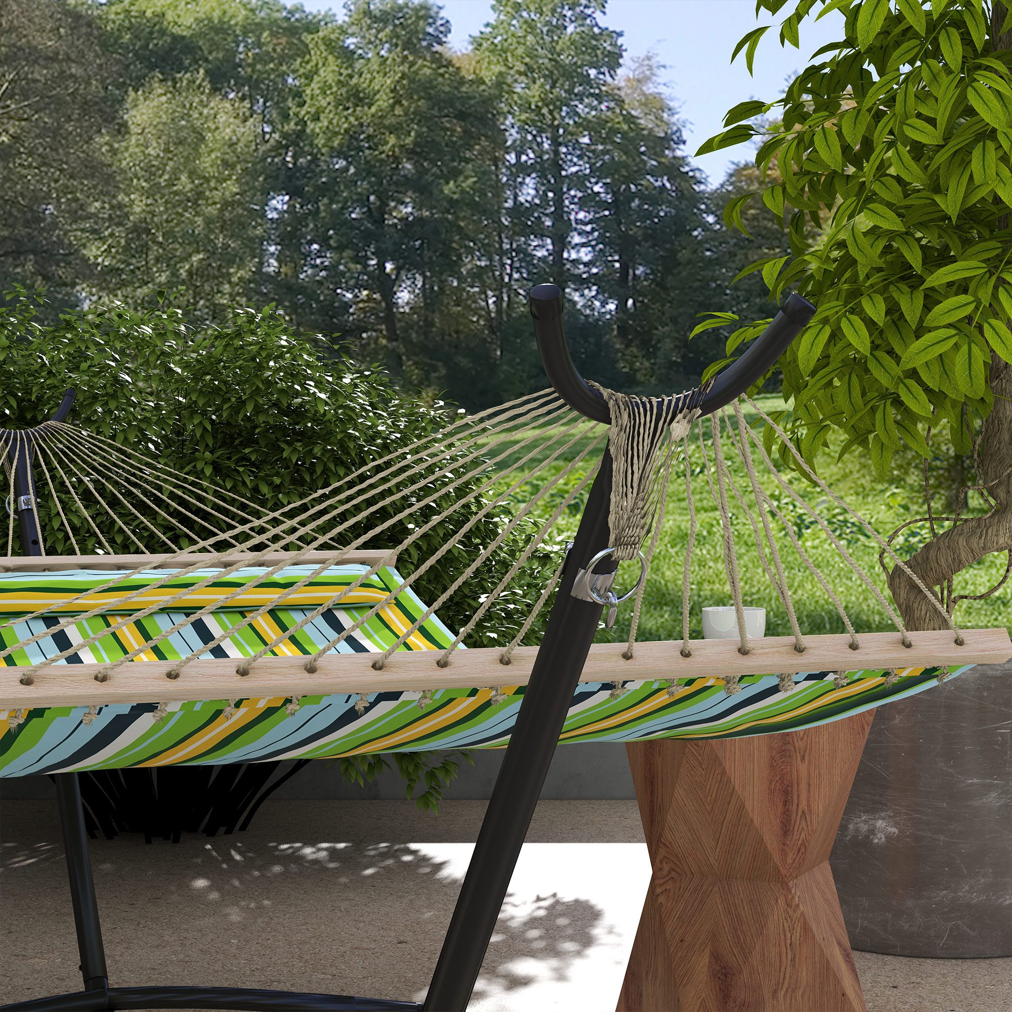 Hängemattenständer Hängemattengestell, wetterbeständig, größenverstellbar, 290 cm x 120 cm x 115 cm, Schwarz