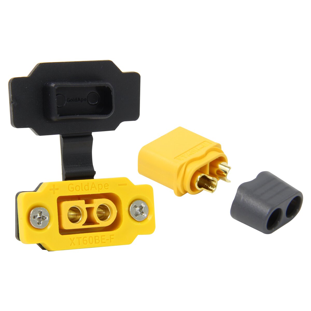 Einbaubuchse/Stecker XT60 vergoldet Grip m. Verschluß.- und Isolierkappe 1 paar