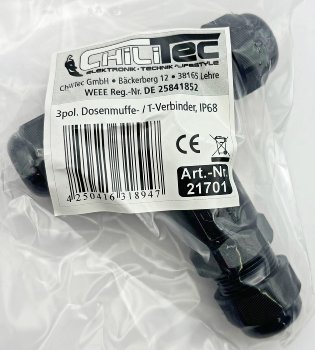 Kabelverbinder T-Form, IP68, 450V/32A, Schraubanschluss, für Kabel Ø 8-12mm