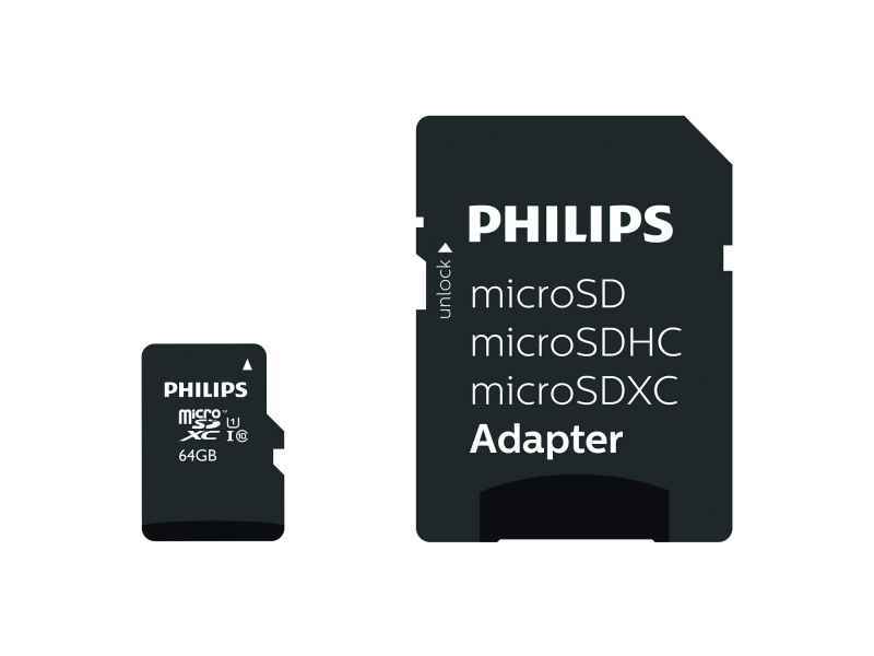 Philips MicroSDXC 64GB CL10 80mb/s UHS-I +Adapter Retail