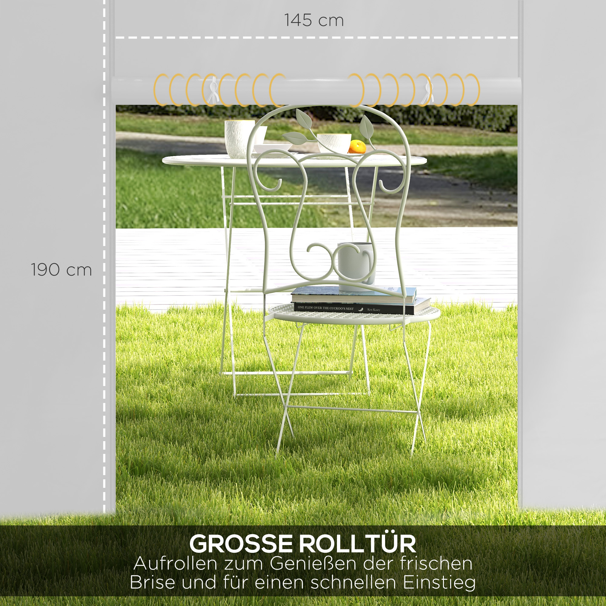 Pavillon-Vorhänge, 2er-Set, für 3x6m oder 3x3m Gartenpavillons, mit Fenstern und Türen, Weiß