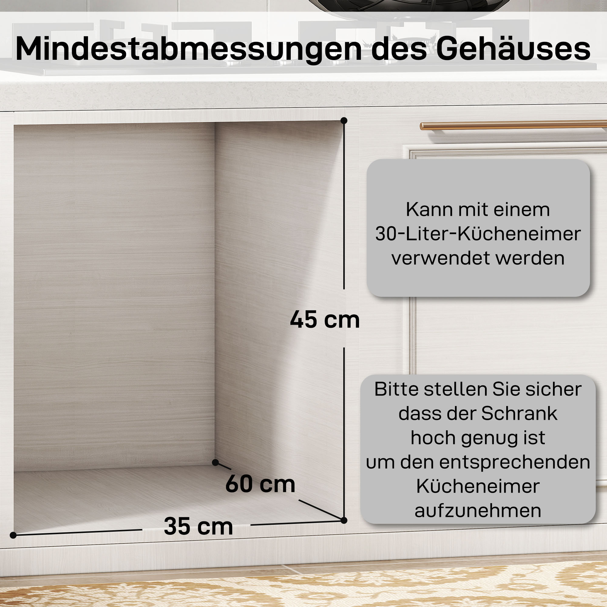 Ausziehbarer Mülleimer, Küchenmüllbehälter mit 2 herausnehmbaren Eimern, Griff, 30 Liter (20 L+10 L), Metall, Grau