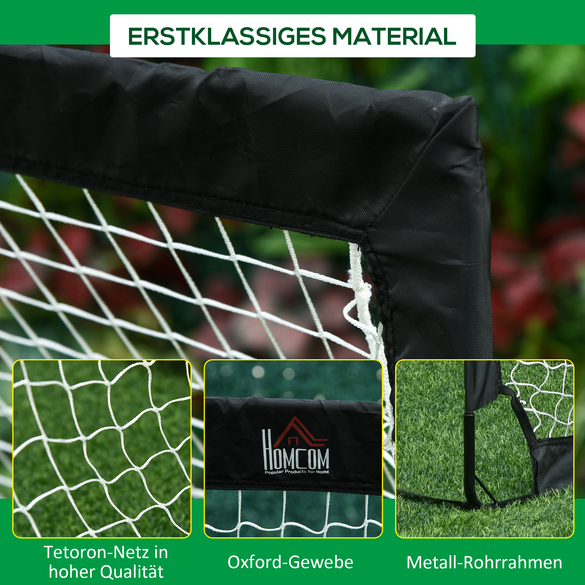 Fußballtor 2er Set faltbar 183 x 90 x 90 cm Fussballtor mit Tragetasche wetterfest Outdoor Fußball Tore für Erwachsene Fußballtore für Garten Training Freizeit Schwarz