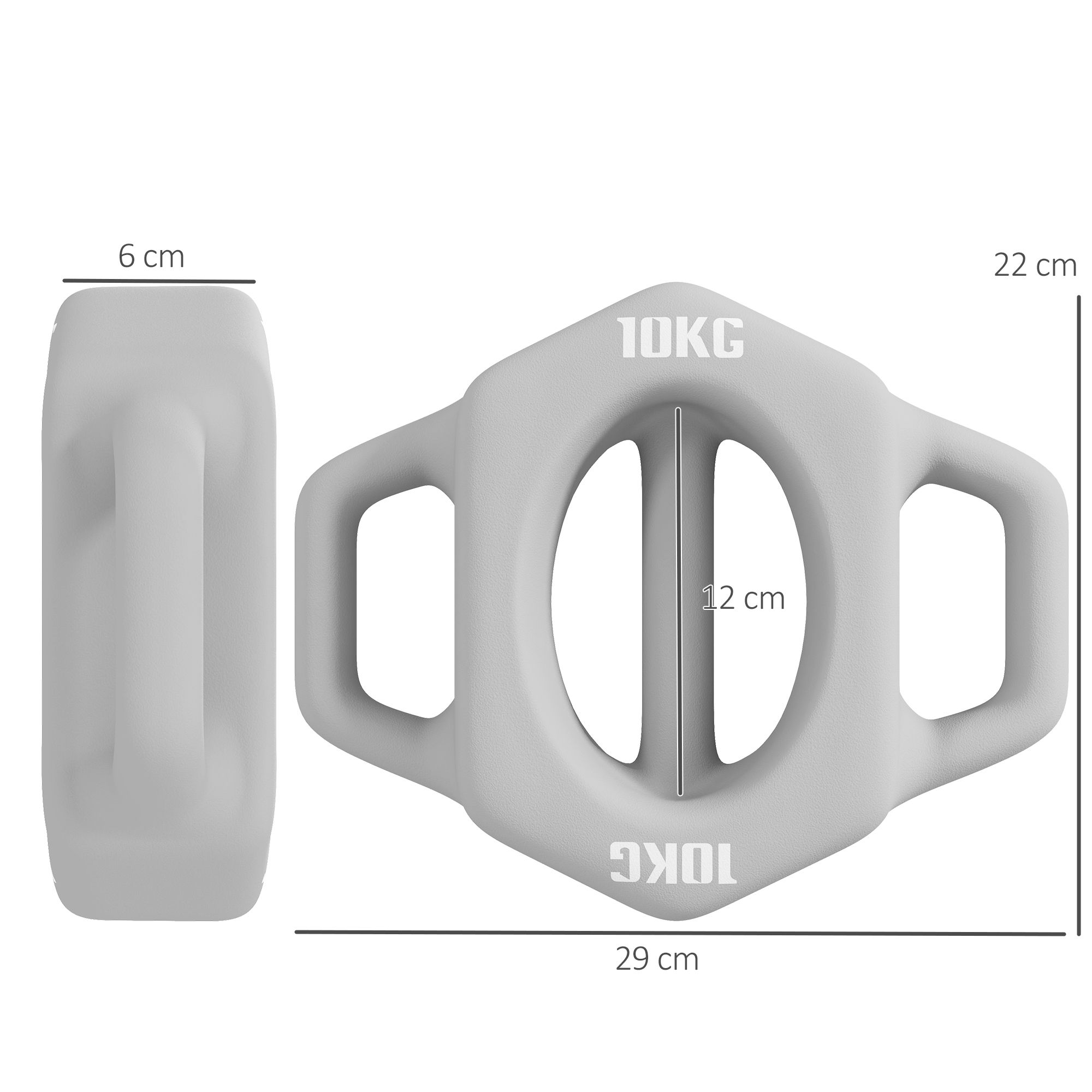 3-in-1 Multifunktionshantel, 10 kg, rutschfest, geruchsarm, Kunststoffmantel, Eisenkern, grau