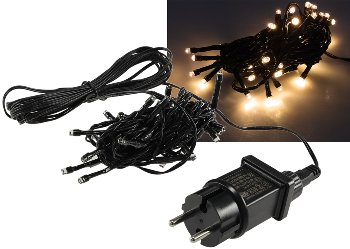 LED Aussen-Lichterkette "CT-ALK040" 4m - warmweiß, Kabel schwarz, IP44, 40 LEDs