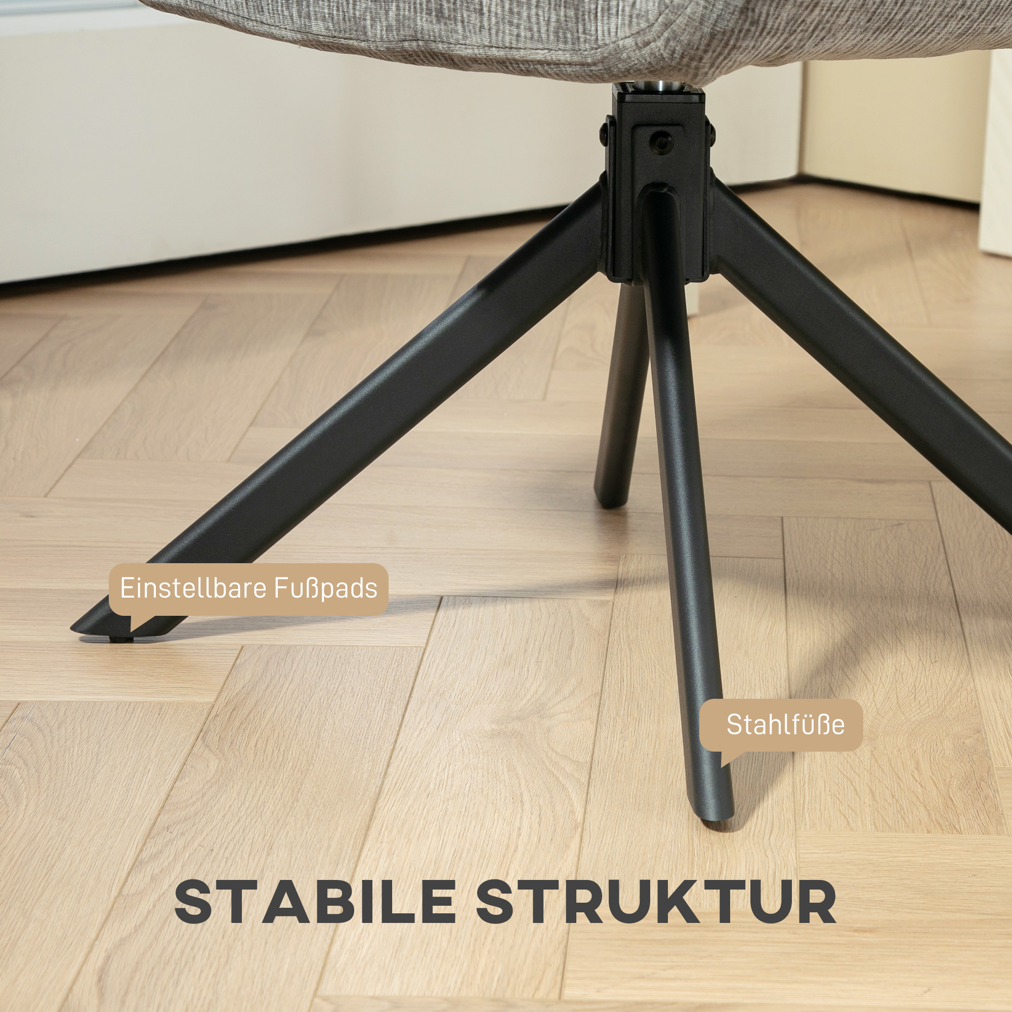 Polstersessel, Akzentsessel, modernes Design, drehbar, bis 120 kg, Dunkelgrau
