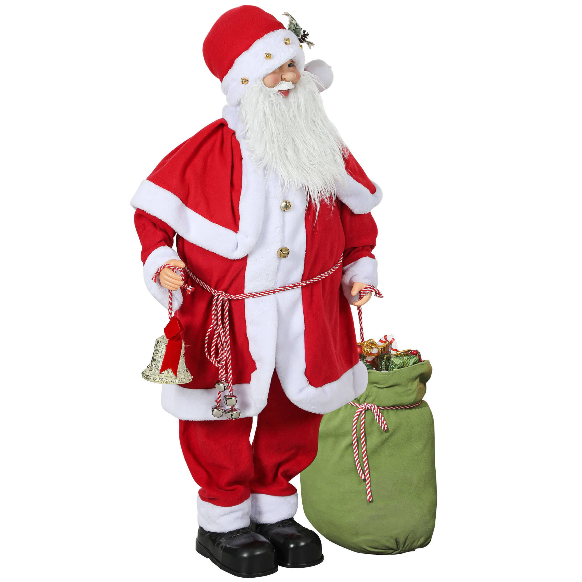 Weihnachtsmannfigur, beweglich, mit Geräuschsensor, Lachen & Musik, 140 cm, Rot