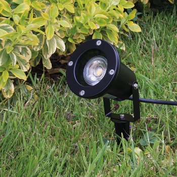 Gartenleuchte "CT-GS10", schwarz - 230V, 1,5m Kabel+Erdspieß, GU10 Fassung