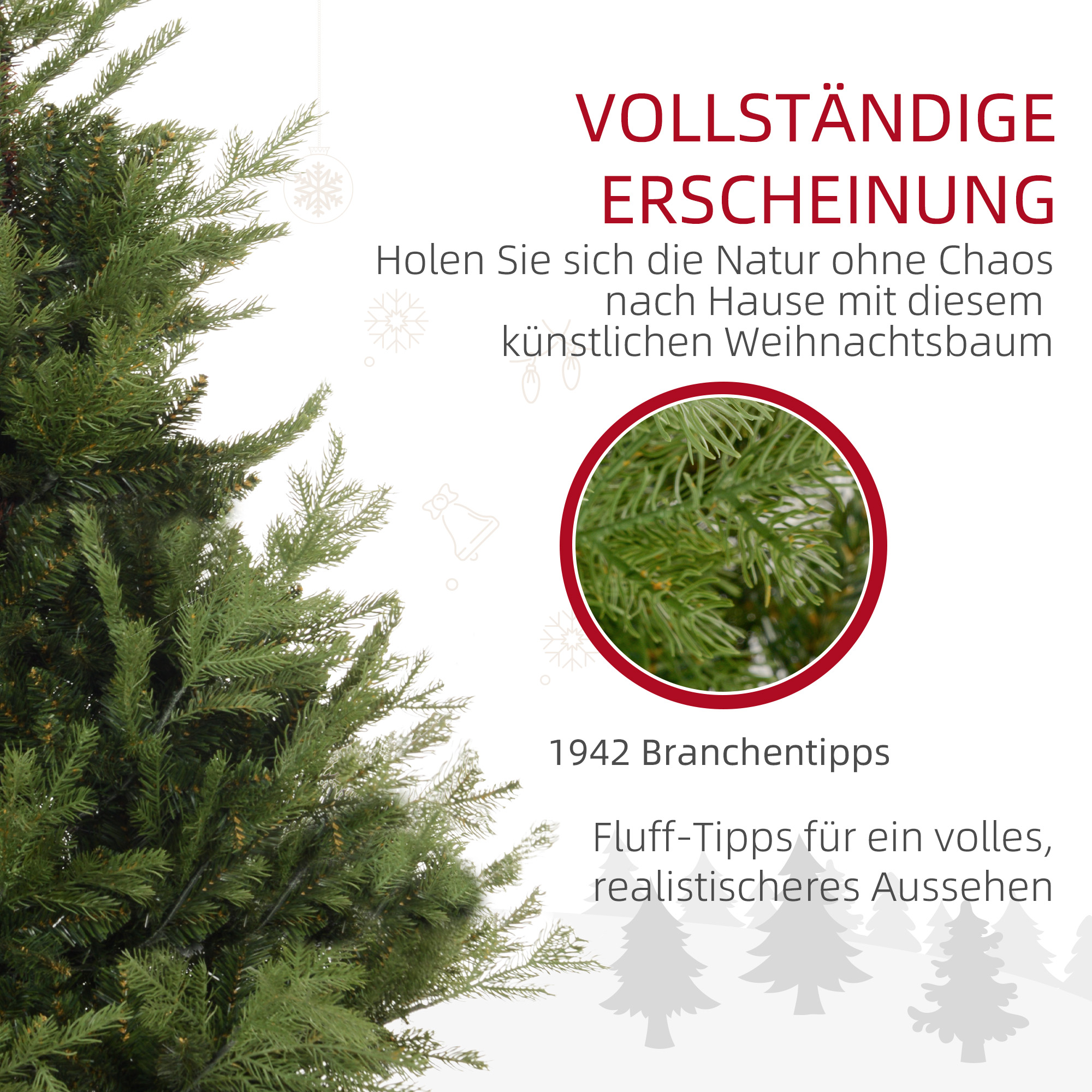 Weihnachtsbaum, Kunsttanne, realistisches Aussehen, schneller Aufbau, Kunststoff, Grün, 100 x 100 x 150cm