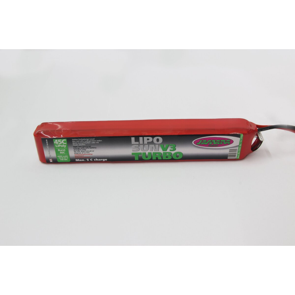 Akkupack LipoSun V3 Turbo 37V 4000mAh 148Wh 10N Stickpack 45C / 80C Burst