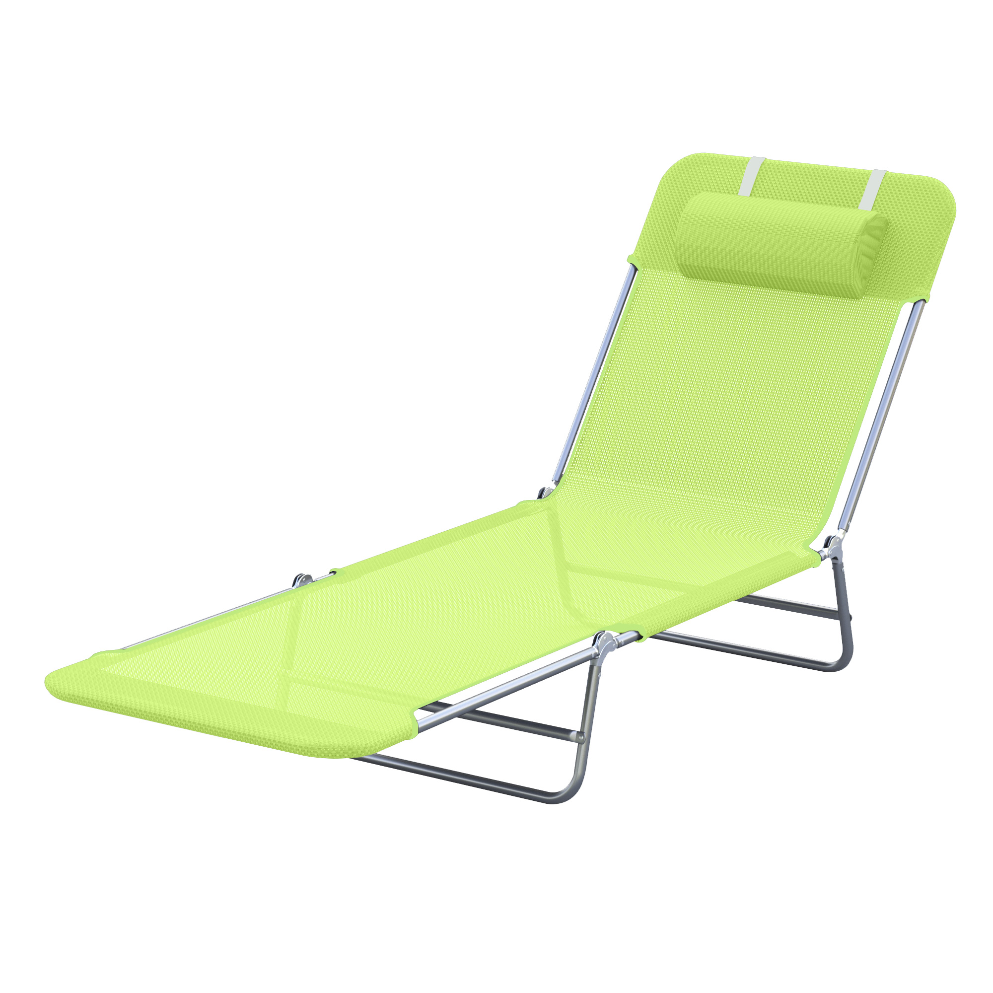 Sonnenliege klappbar Gartenliege mit Kopfkissen Liegestuhl verstellbar mit 5-Fach Campingliege bis 120kg belastbar für Garten, Balkon und Pool geeignet, 4 Farben(Grün)