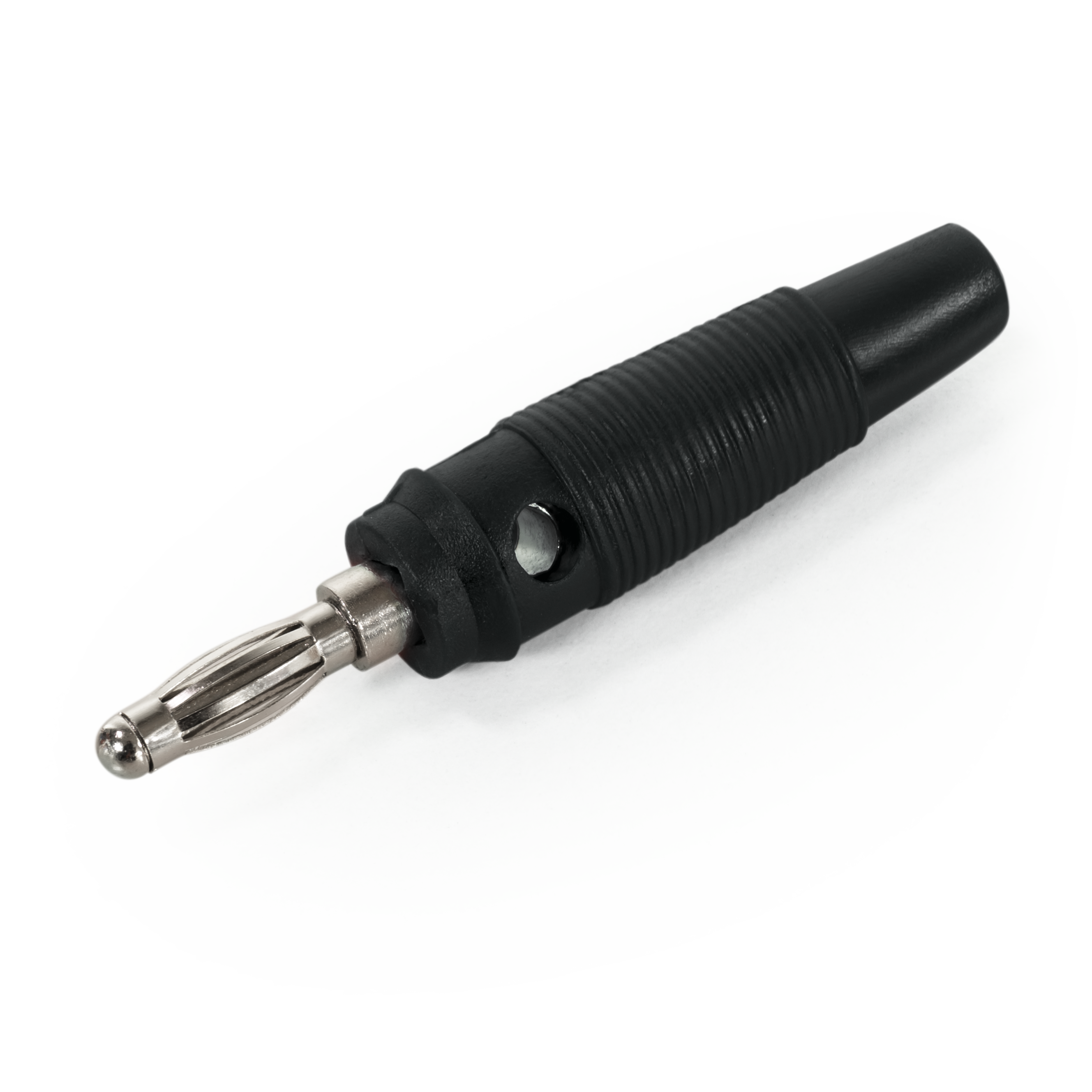 Bananen-Stecker McPower, 4 mm, Querloch, Druckfeder, schwarz
