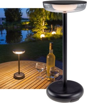 LED Akku-Tischleuchte "Foco Luz" - 2900K, IP44, dimmbar, 26cm, matt schwarz