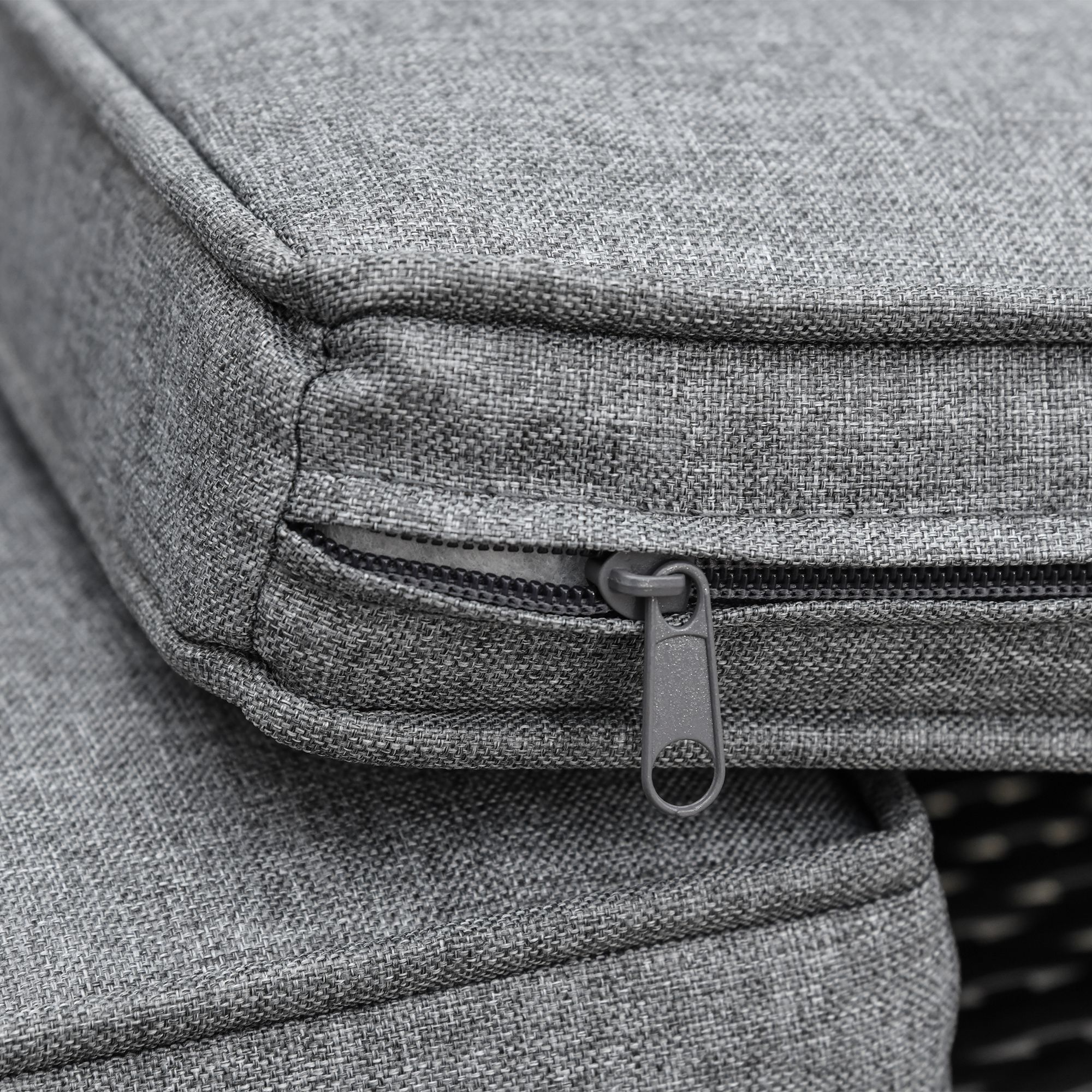 Rattan Sofa mit Kissen, Dreisitzer, Garten Loungesofa, Stahl, Grau, 173 x 68 x 78 cm