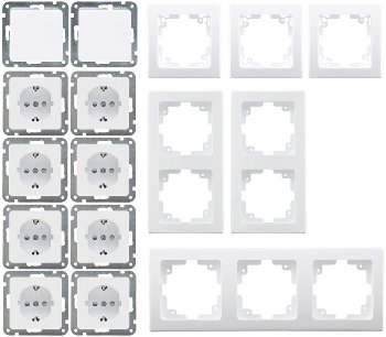DELPHI Starter-Kit, 16-teilig "PRO",weiß - 8x Steckdose, 2x Schalter, Klemmanschluß