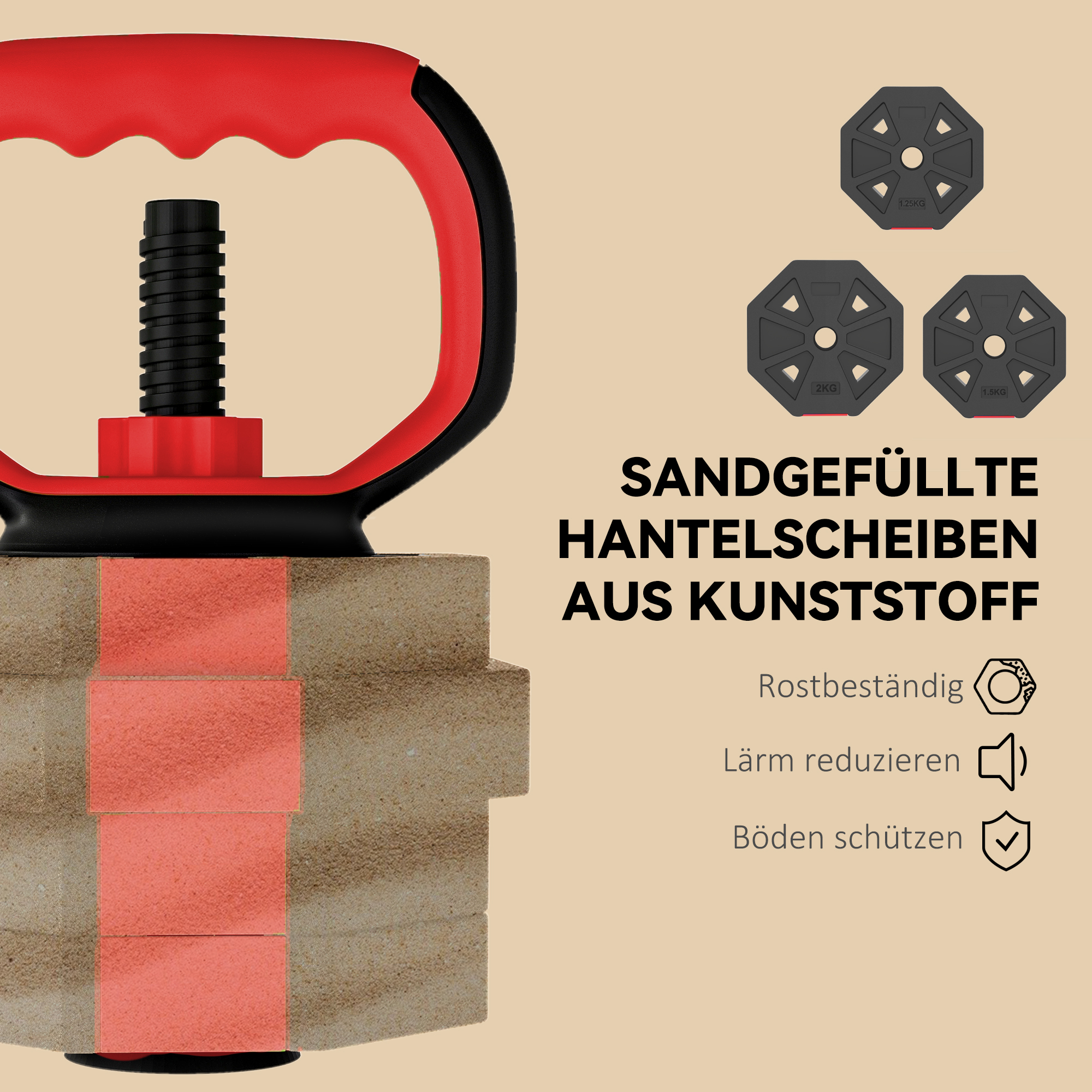 4-in-1 Hantelset Kurzhantel Set Kurzhanteln Langhanteln verstellbar 20 KG für Krafttraining Zuhause