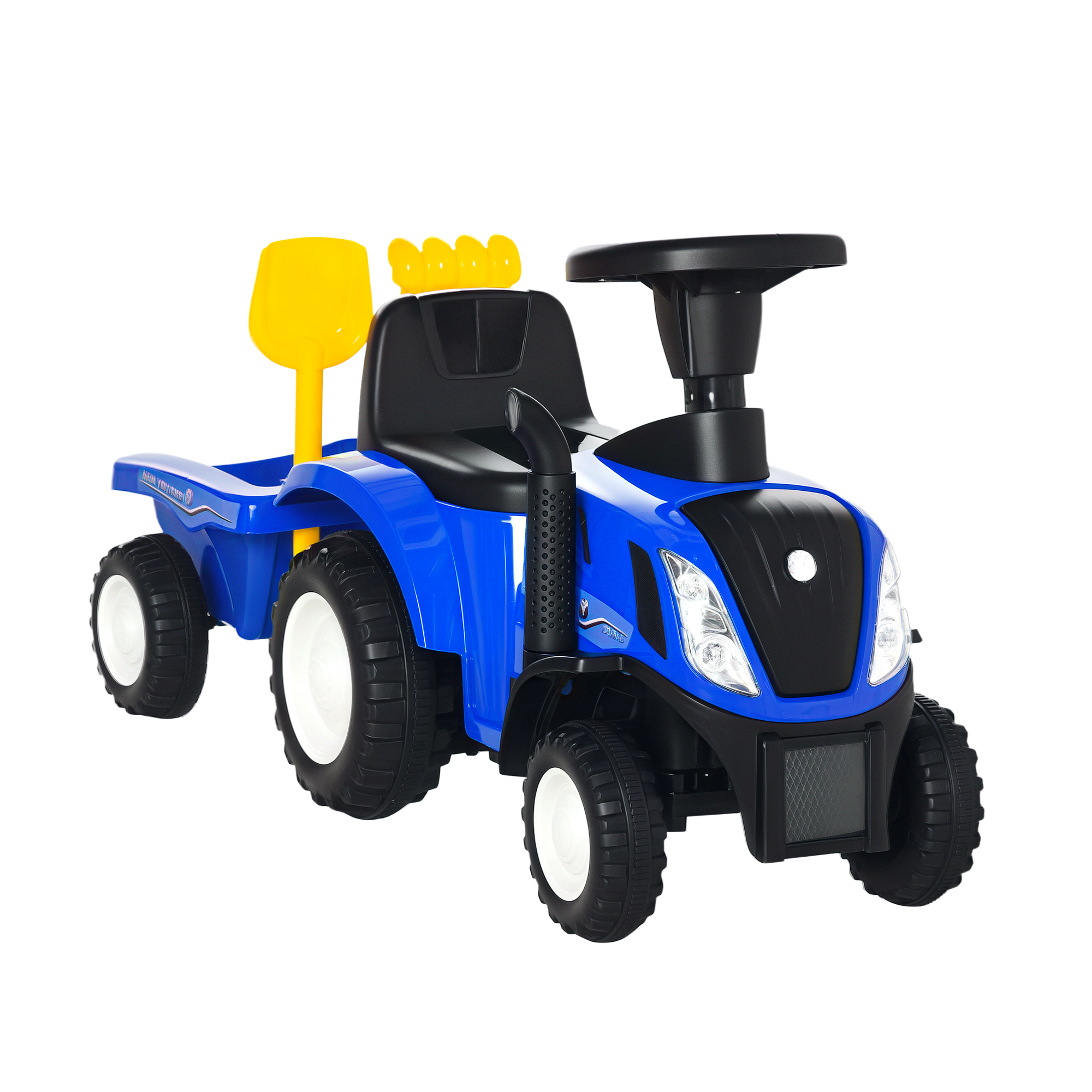 Rutsch-Traktor mit Anhänger, Hupe, Sandspielzeug, ab 1 Jahr, Kunststoff+Metall, blau, 91 x 29 x 44cm Rutsch-Traktor mit Anhänger, Hupe, Sandspielzeug, ab 1 Jahr, Kunststoff+Metall, blau, 91 x 29 x 44cm