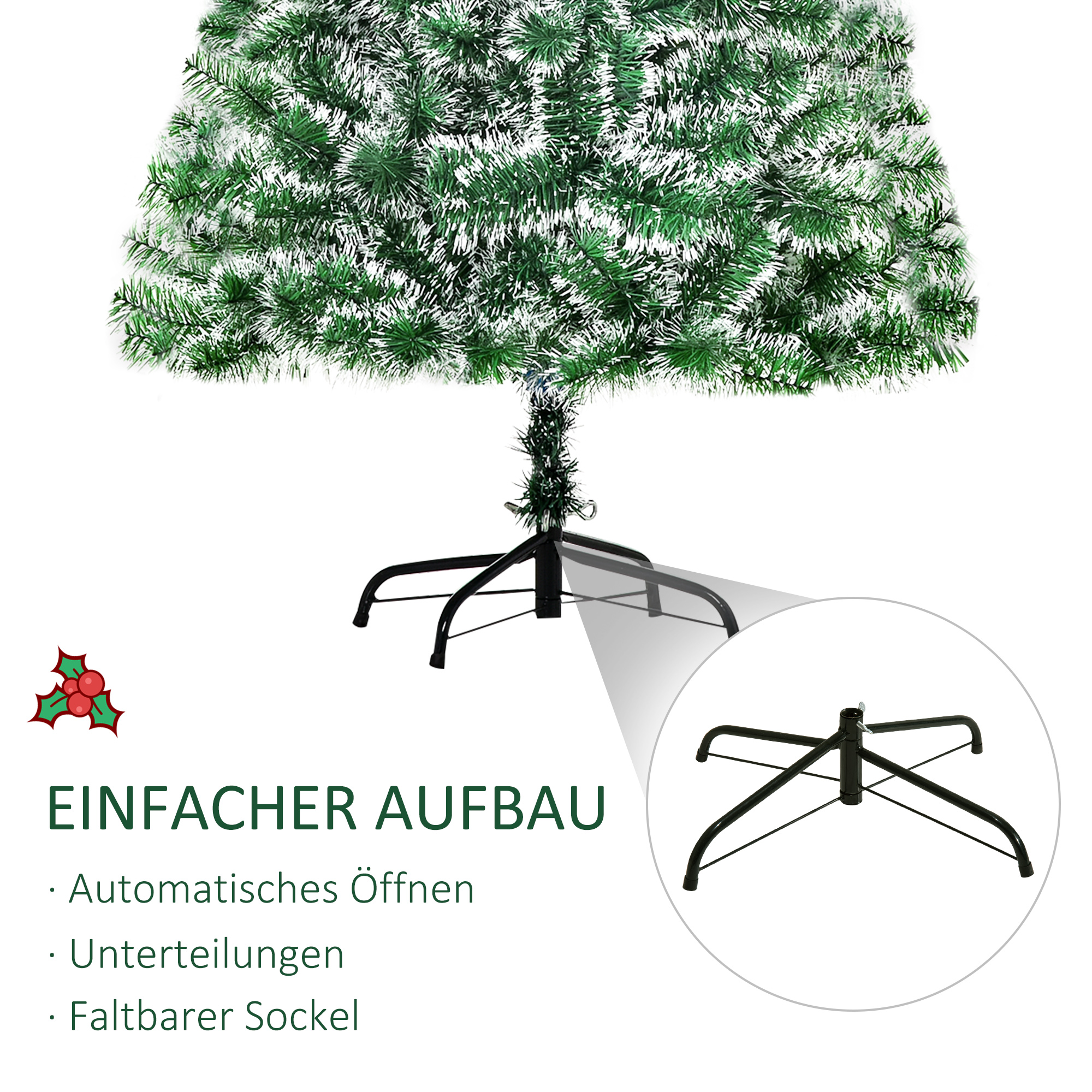 Künstlicher Weihnachtsbaum 1,5 m Christbaum Tannenbaum 416 Äste Metallfuß PET Grün