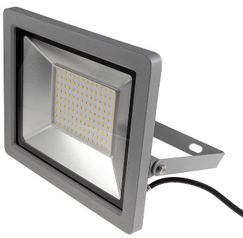 LED-Fluter SlimLine "CTF-SLT 99" silber, 100W, 9230lm, 4000K, neutralweiß, IP44 LED-Fluter SlimLine "CTF-SLT 99" silber, 100W, 9230lm, 4000K, neutralweiß, IP44