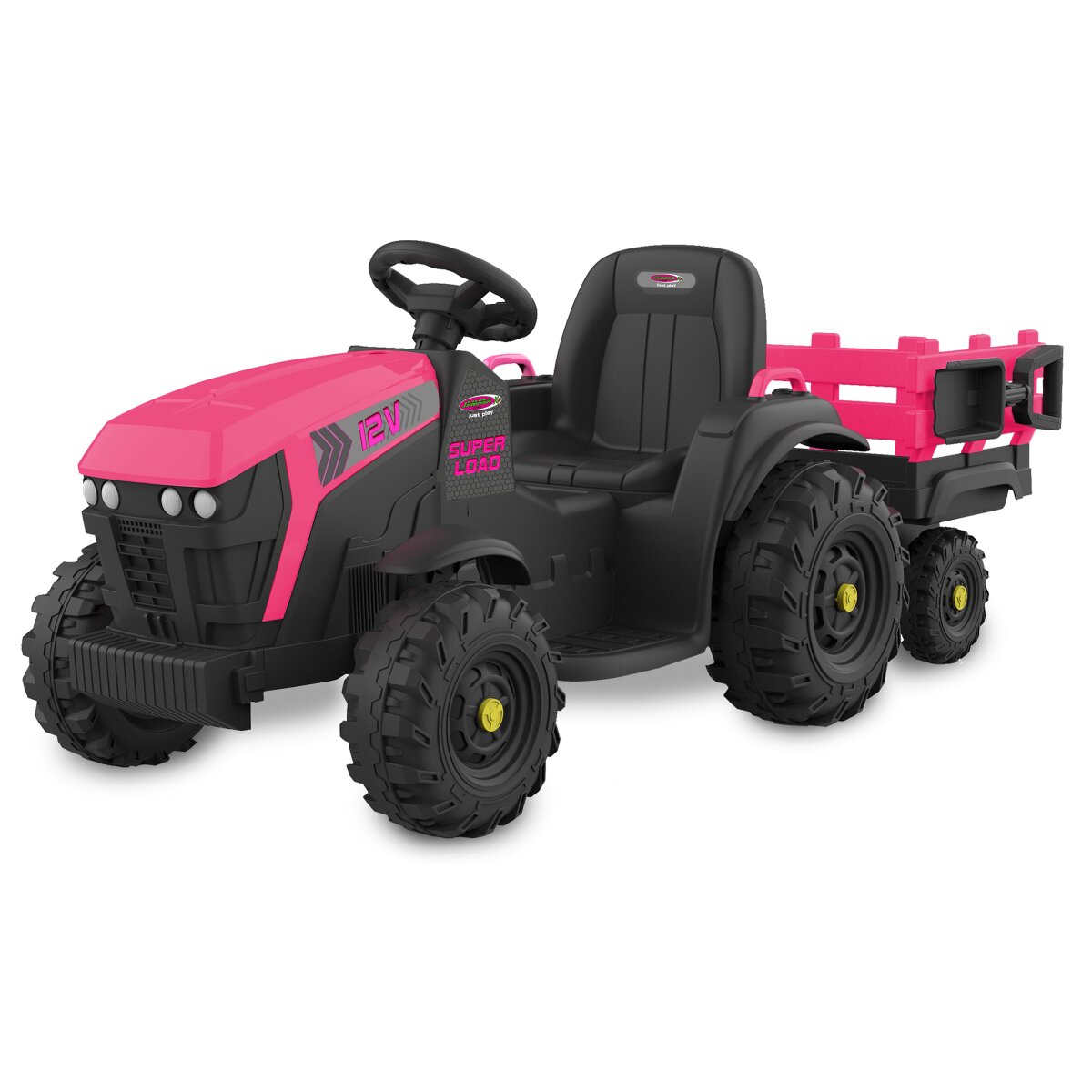 Ride-on Traktor Super Load mit Anhänger pink 12V