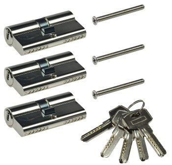 Schließzylinder-Set 3x 60mm (30+30mm) - 5 Schlüssel, Not- & Gefahrenfunktion
