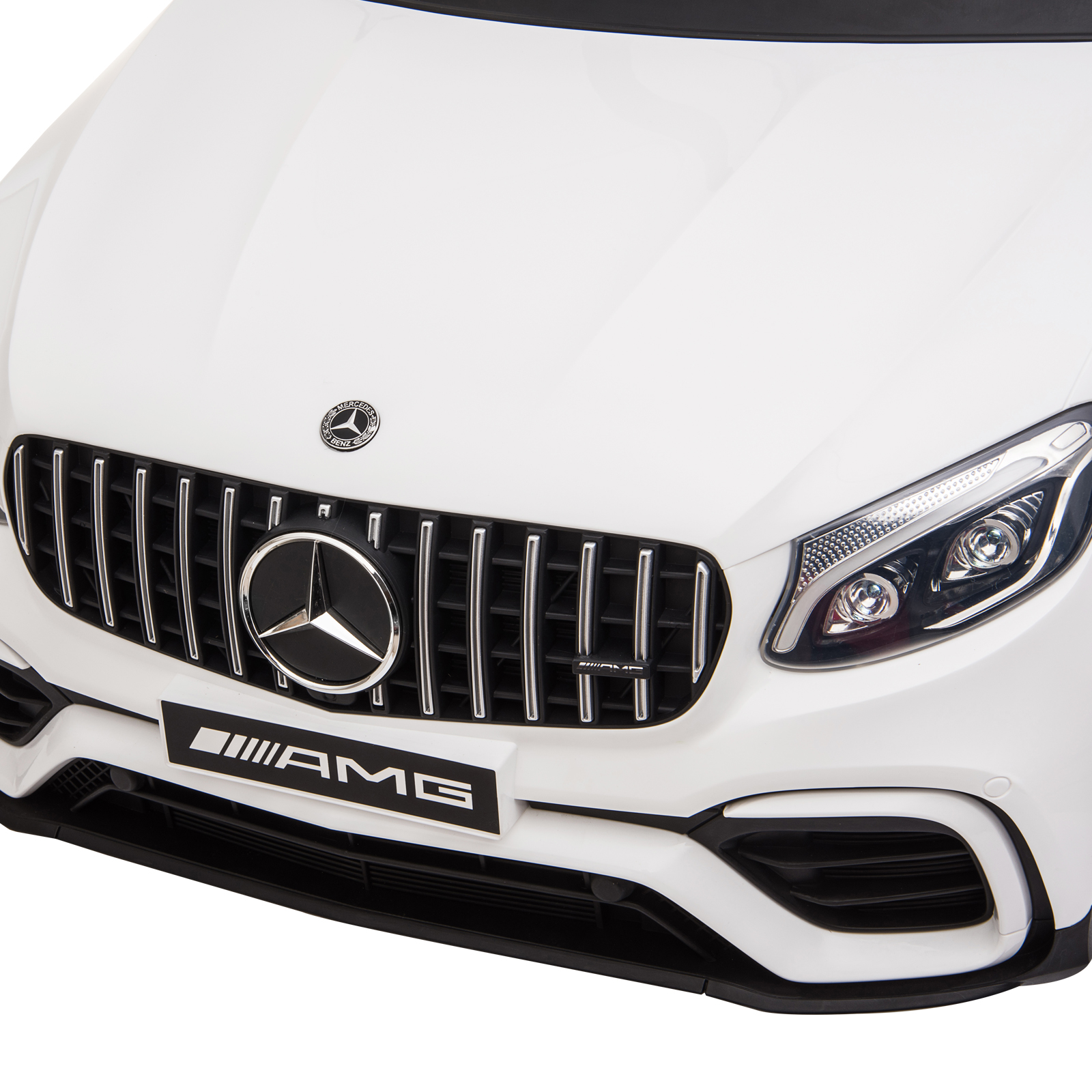 Kinderfahrzeug 12V Mercedes-Benz AMG GLC63S COUPE lizenzierter Elektroauto mit Fernbedienung Sicherheitsgurt  2 x 35W Motoren MP337-60 Monate Weiß 115 x 70 x 55 cm