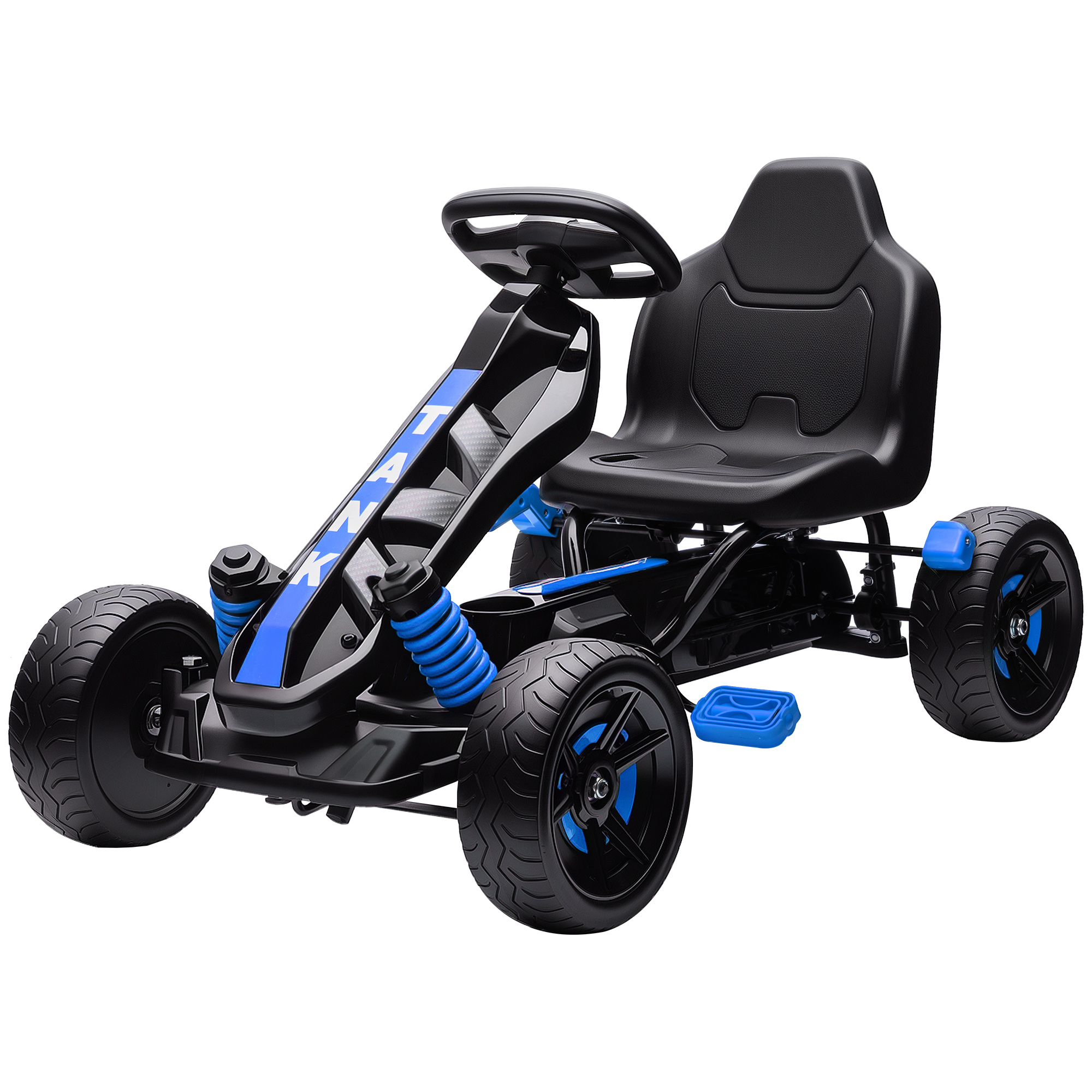 Gokart mit Pedalen, Tretauto für Kinder mit Bremse, rutschfeste Räder, Metallrahmen, 3-6 Jahre, Blau Gokart mit Pedalen, Tretauto für Kinder mit Bremse, rutschfeste Räder, Metallrahmen, 3-6 Jahre, Blau