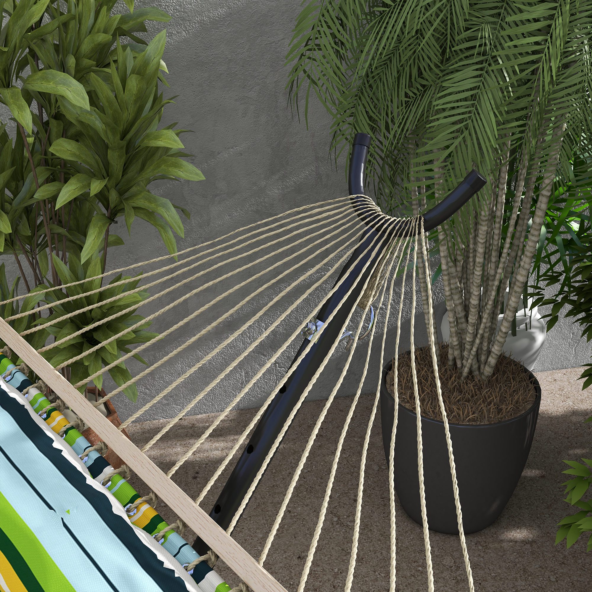 Hängemattenständer Hängemattengestell, wetterbeständig, größenverstellbar, 290 cm x 120 cm x 115 cm, Schwarz