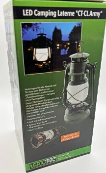 LED Camping Laterne "CT-CL Army" - ØxH 12x23,5cm, 4x AA, warmweiß, dimmbar