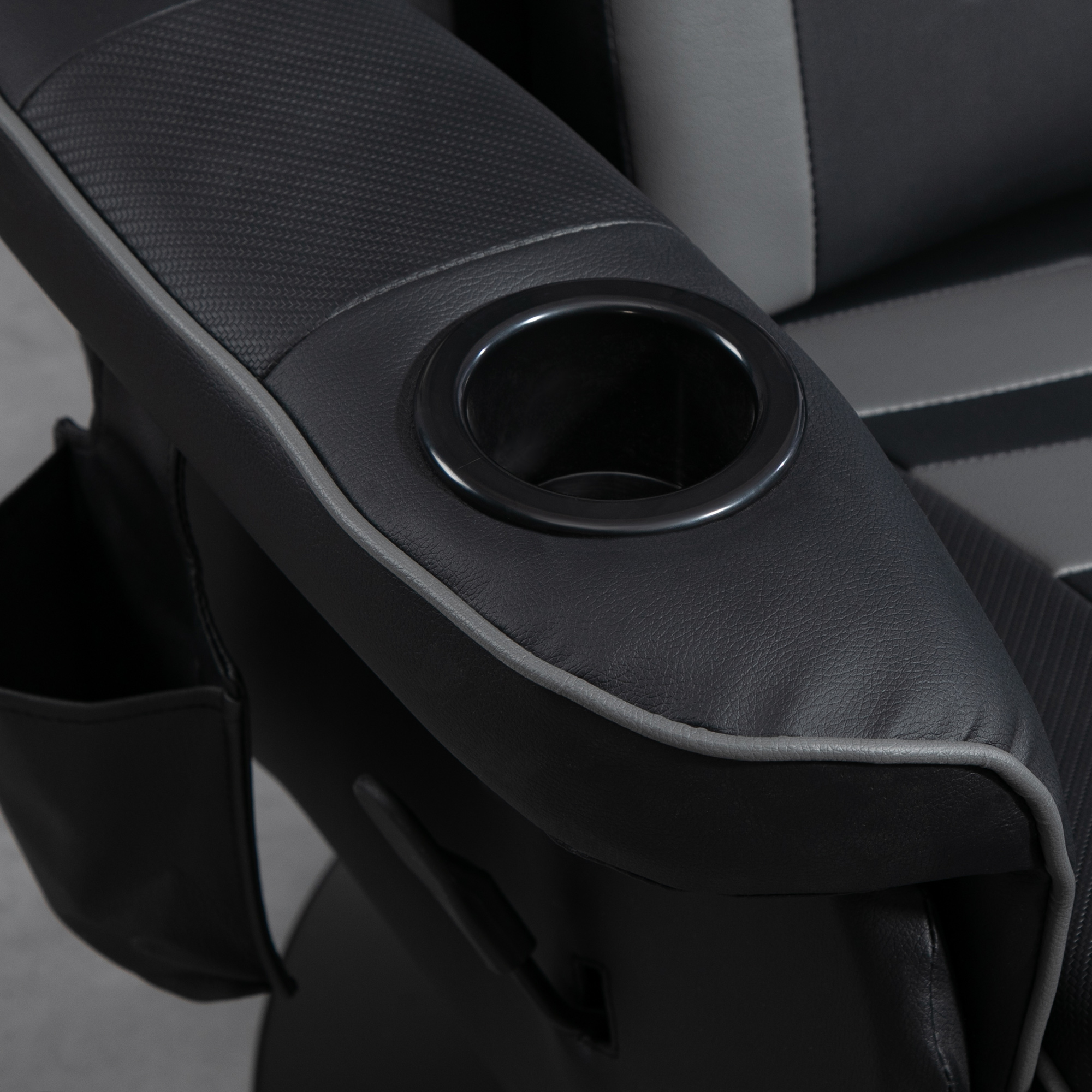 Gamingsessel, Massagefunktion, neigbare Lehne, Fußstütze, bis 120 kg, Stahlrahmen, Kunstleder, Grau