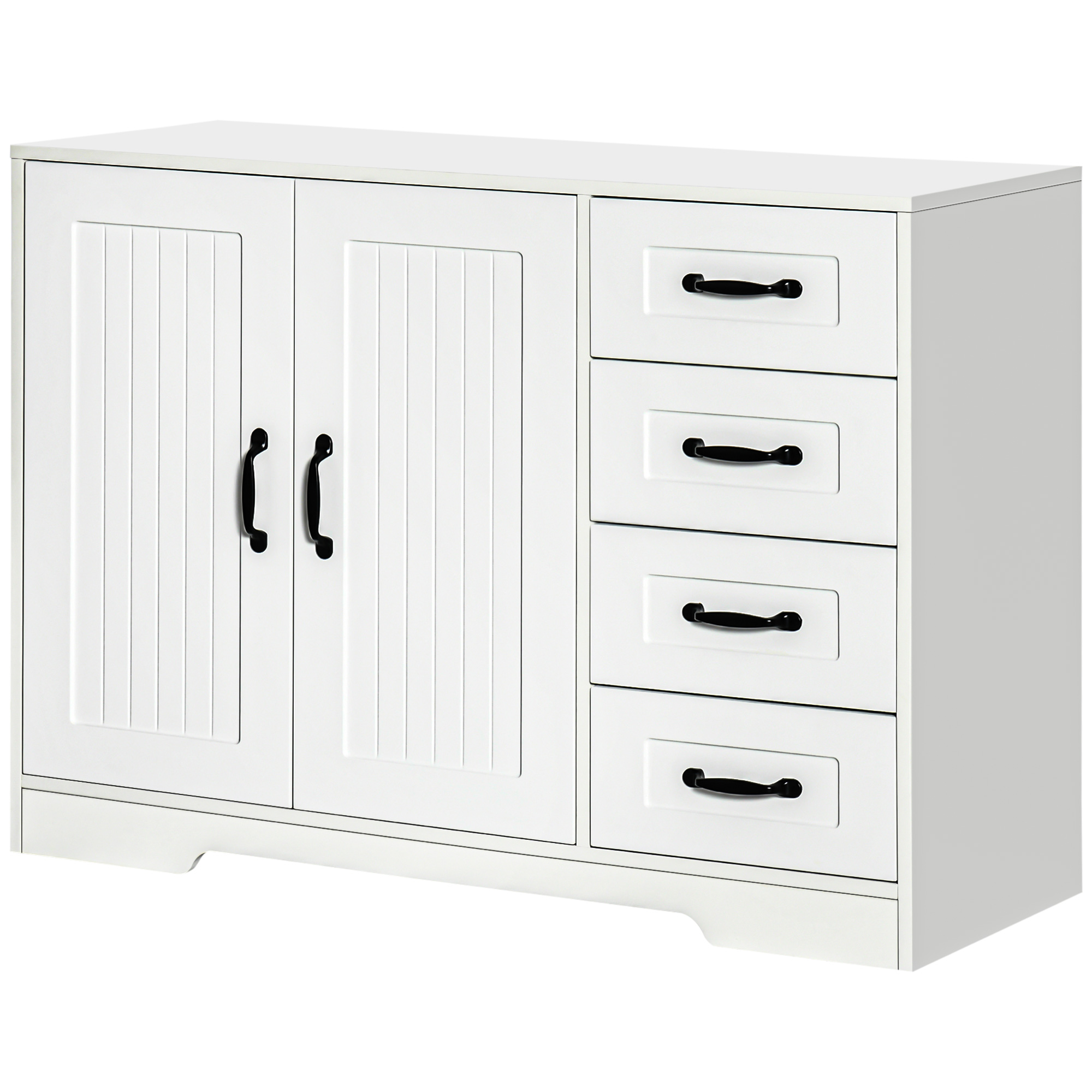 Sideboard Kommode Anrichte, Modernstil, 4 Schubladen, 1 Schrank, 105 cm x 40 cm x 76 cm, Weiß