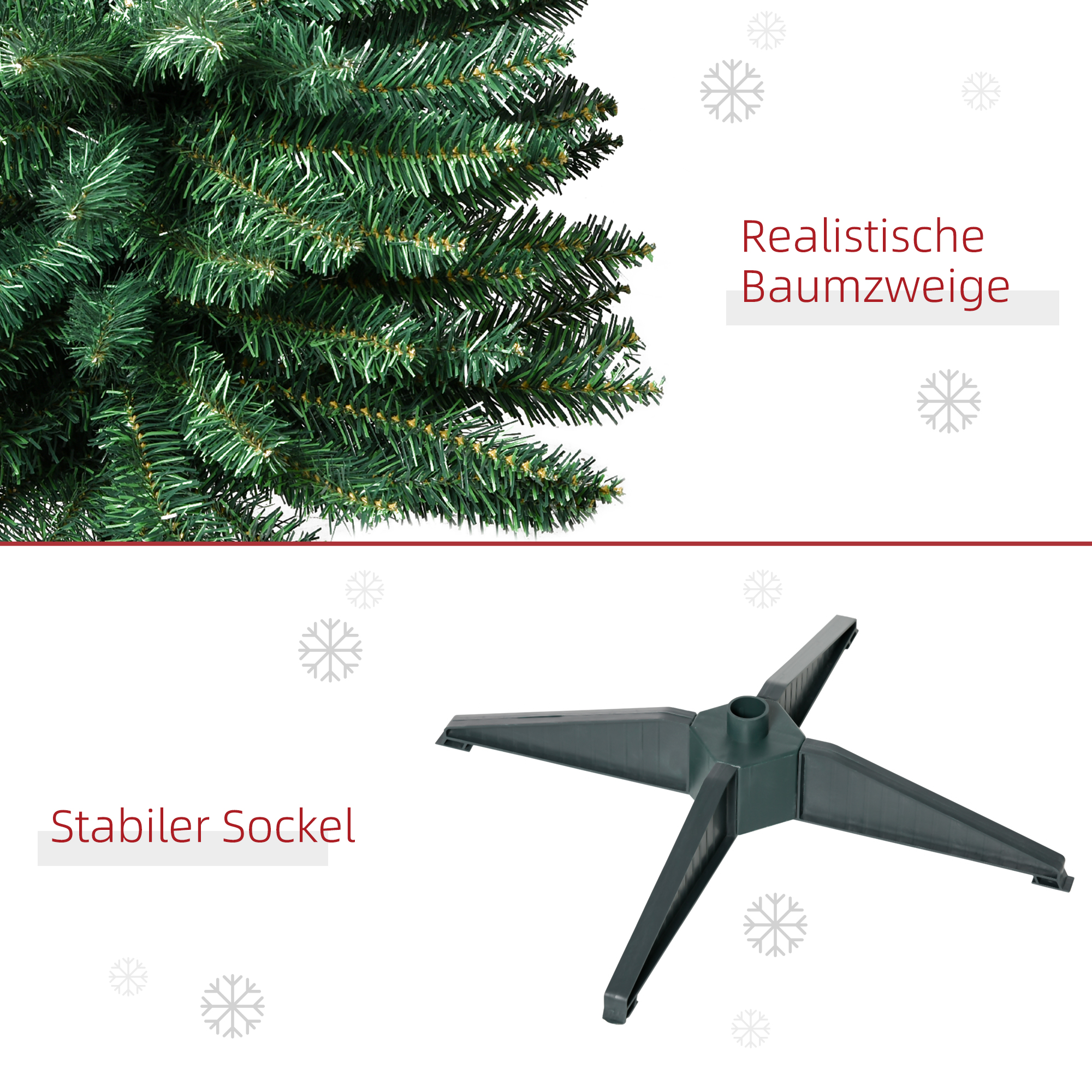 Weihnachtsbaum künstliche Künstliche Tanne Christbaum, inkl Ständer Weihnachtsstern 1,8 m, Grün
