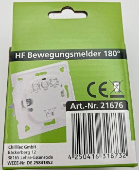 Bewegungsmelder Unterputz HF 160° - LED geeignet, 3-Draht Technik, weiß