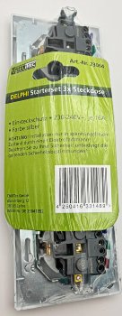 DELPHI Set 3 Steckdosen + 3-fach Rahmen - 250V~/ 16A, Steckanschluss, silber